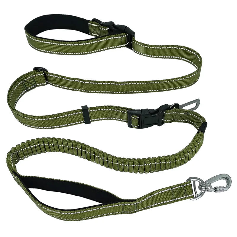 Hands Free Dog Leash 6 in 1 Waist Dog Lead Adjustable 8Ft Bungee Dog Leash with Nylon Double Handle for Walking/Running/Training