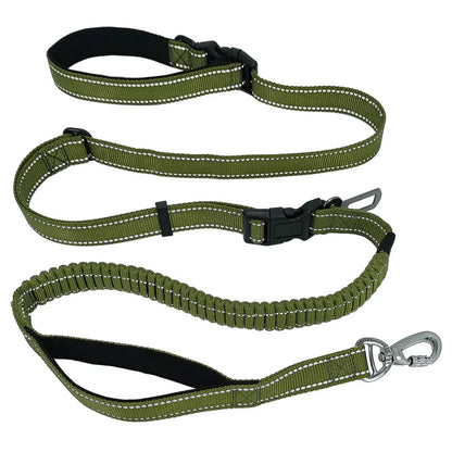 Hands Free Dog Leash 6 in 1 Waist Dog Lead Adjustable 8Ft Bungee Dog Leash with Nylon Double Handle for Walking/Running/Training